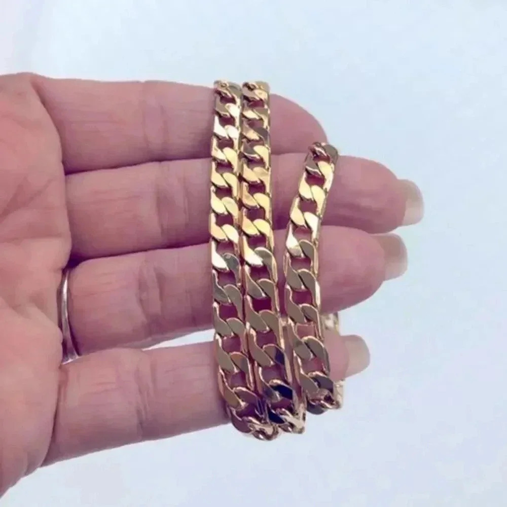 Heavy 26” 18k Gold Filled Diamond Cut Curb Chain Necklace NWT